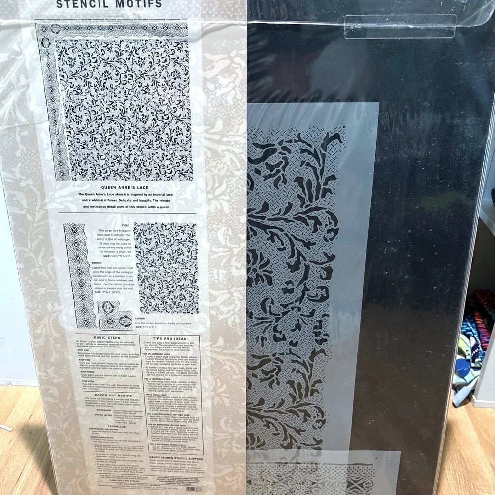 Ralph Lauren Queen Annes Lace Stencil Motif Vintage 1997 Wall Decor Kit